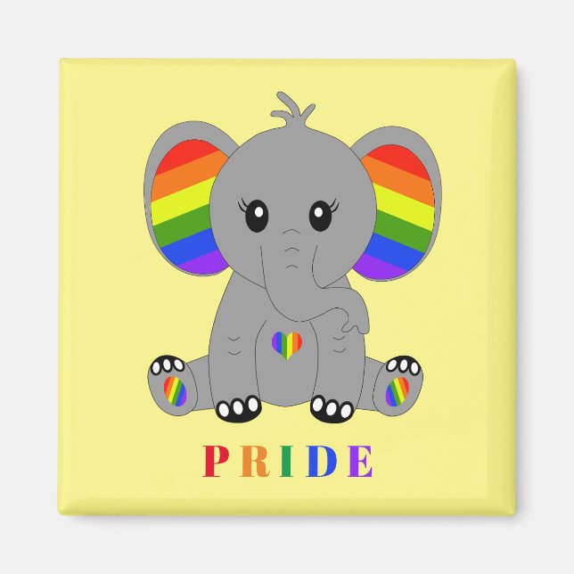 LGBTQ-Gay Pride - niedlicher Elefant mit Regenboge Magnet (Vorne)