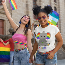 LGBTQ-Gay Pride - niedlicher Elefant mit Regenboge T-Shirt