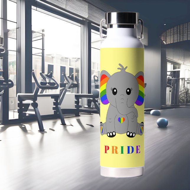 LGBTQ-Gay Pride - niedlicher Elefant mit Regenboge Trinkflasche (Von Creator hochgeladen)
