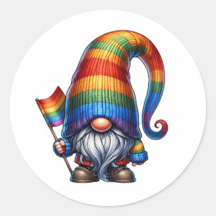 LGBTQ+ Gnome-Dekoration Runder Aufkleber