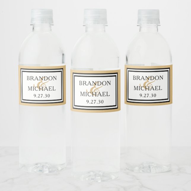 LGBTQ Gold Modern Wedding Water Flasche Label (Flaschen)
