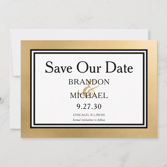 LGBTQ Gold Moderne Hochzeiten sparen das Datum Save The Date (Vorderseite)