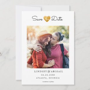 LGBTQ Goldenes Herz Save the Date mit Foto