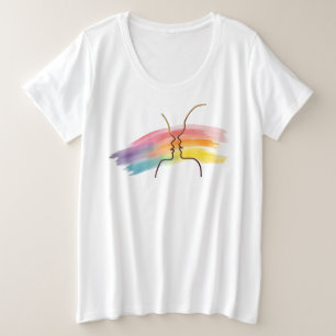 LGBTQ GoldenLineArt und Rainbow Brushstroke Große Größe T-Shirt