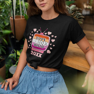 LGBTQ Happy Pride Monat, TV mit lesbischer Flagge T-Shirt