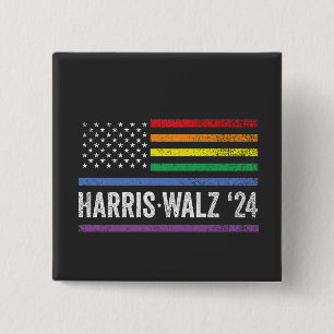 LGBTQ Harris Walz American Flag Election 2024 Button