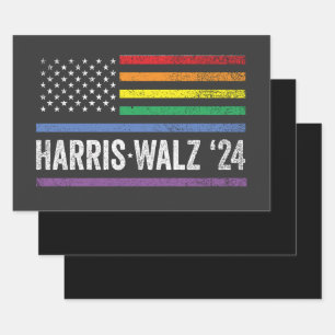 LGBTQ Harris Walz American Flag Election 2024 Geschenkpapier Set