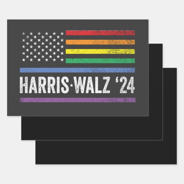 LGBTQ Harris Walz American Flag Election 2024 Geschenkpapier Set (Set)