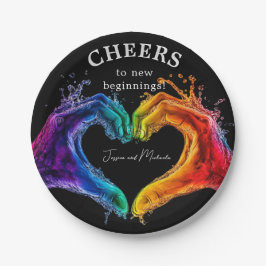 🌈LGBTQ Herz der Pride-Hochzeit Pappteller