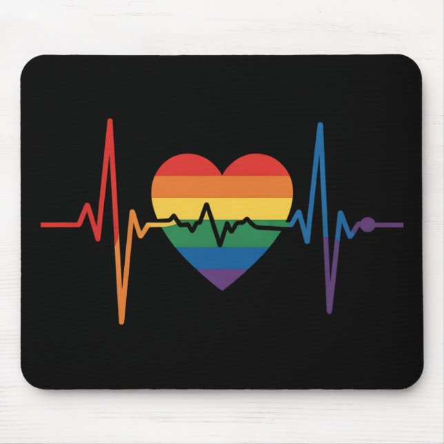 LGBTQ Herzschlag Herzschmerzen Gay Lesbian Trans B Mousepad (Vorne)