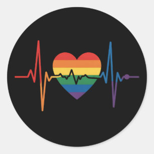 LGBTQ Herzschlag Herzschmerzen Gay Lesbian Trans B Runder Aufkleber