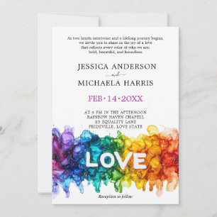 🌈 🐦 LGBTQ Hochzeit mit Liebe bemalt  Einladung