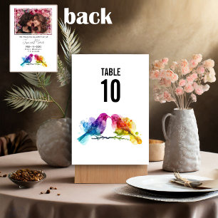 LGBTQ+ Hochzeit Regenbogen Liebesvögel Tischnummer