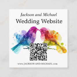 LGBTQ+ Hochzeitswebsite Rainbow Lovebirds Begleitkarte