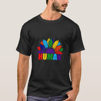 Lgbtq Human Pride Rainbow Sunflower Lgbt Gay Les T-Shirt