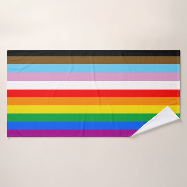 LGBTQ+ INKLUSIVE PRIDE FLAG BADEHANDTUCH (Badehandtuch)