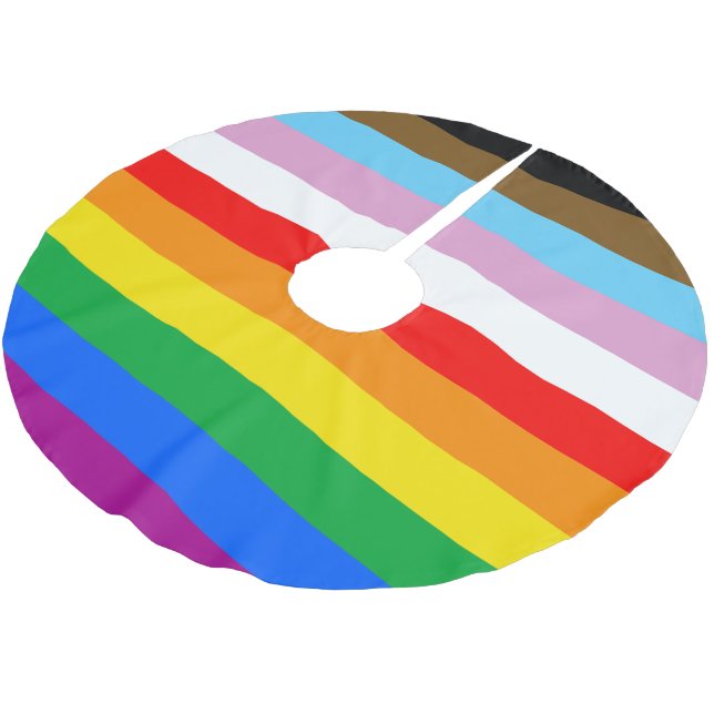 LGBTQ+ INKLUSIVE PRIDE FLAG POLYESTER WEIHNACHTSBAUMDECKE (Schrägansicht)