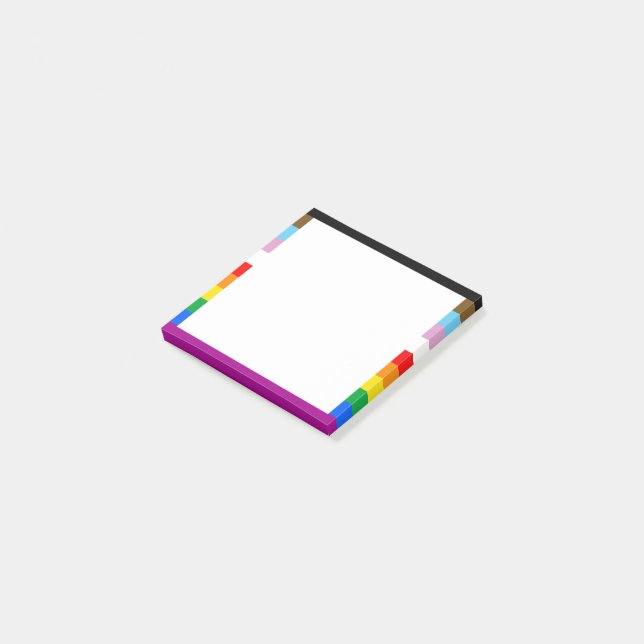 LGBTQ+ INKLUSIVE PRIDE FLAG POST-IT KLEBEZETTEL (angewinkelt)