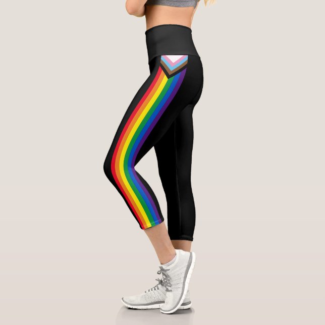 Lgbtq Inklusive Regenbogenflagge Gay Pride schwarz Capri Leggings (Links)