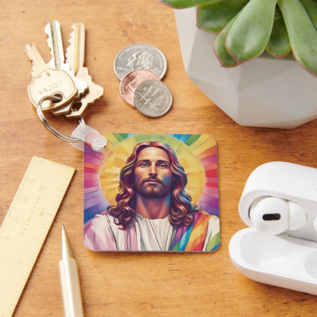 LGBTQ+ Jesus Gay Pride, Regenbogen Jesus Schlüsselanhänger (Schreibtisch)