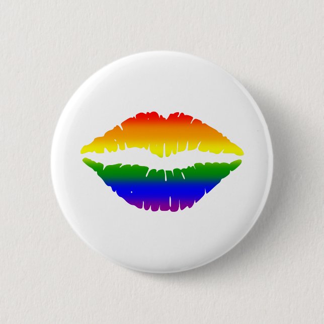 LGBTQ Kuss-Lippenregenbogen Button (Vorderseite)