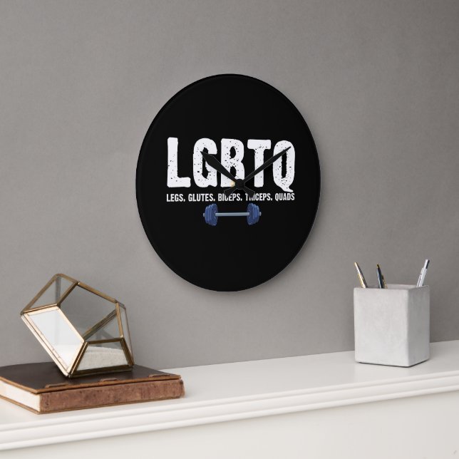 LGBTQ Legs Glutes Biceps Triceps Quads Gym Lover Große Wanduhr (Büro)