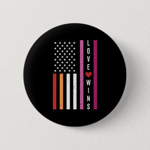 LGBTQ Lesbian Pride Liebe gewinnt amerikanische Fl Button