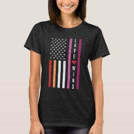 LGBTQ Lesbian Pride Liebe gewinnt amerikanische Fl T-Shirt