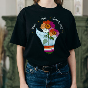 LGBTQ Lesbische Flagge Sonnenblumen in einer Glühb T-Shirt
