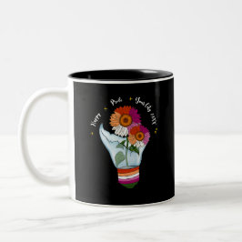 LGBTQ Lesbische Flagge Sonnenblumen in einer Glühb Zweifarbige Tasse
