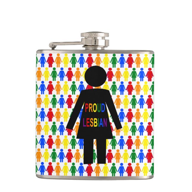 LGBTQ Lesbische Silhouette und Rainbow Ladys Flachmann (Vorderseite)