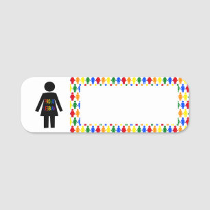 LGBTQ Lesbische Silhouette und Rainbow Ladys Namensschild