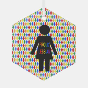 LGBTQ Lesbische Silhouette und Rainbow Ladys Ornament Aus Glas