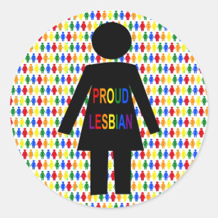 LGBTQ Lesbische Silhouette und Rainbow Ladys Runder Aufkleber