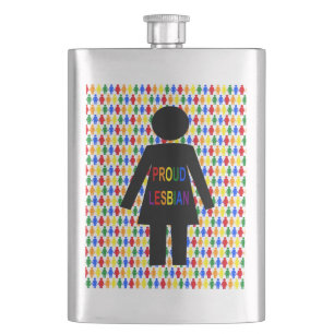 LGBTQ Lesbische Silhouette und Regenbogen-Ladies Flachmann