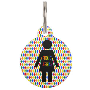 LGBTQ Lesbische Silhouette und Regenbogen Ladys Cu Haustiermarke