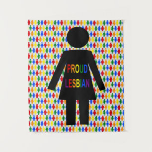 LGBTQ Lesbische Silhouette und Regenbogenfrauen Wandteppich