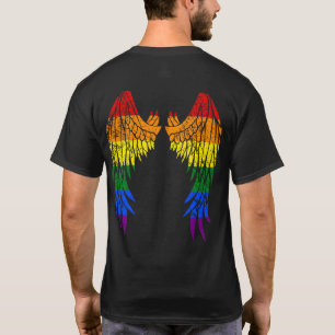 LGBTQ LGBT Angel Wings Colorful Rainbow Gay T-Shirt