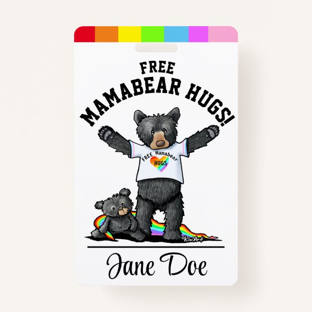 LGBTQ+ Mama Bear HUGS ID Abzeichen Ausweis (Vorderseite)