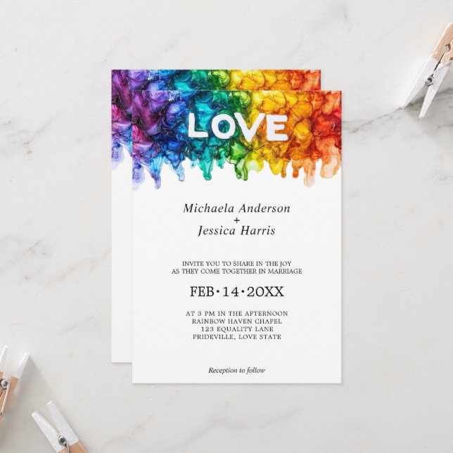 🌈 LGBTQ mit Liebe Einladung (Vorderseite/Rückseite Beispiel)