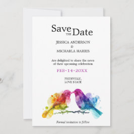 LGBTQ+ mit QR-Code Rainbow Lovebirds Save The Date