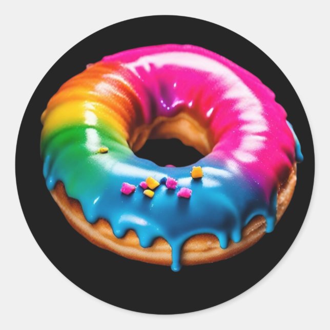Lgbtq+ Neon Prix Doughnut Runder Aufkleber (Vorderseite)