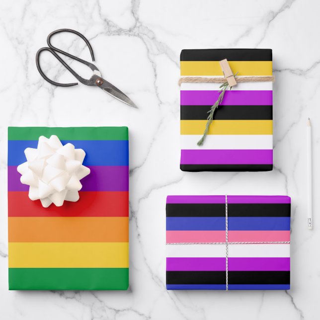 LGBTQ, nichtbinär, Genderfluidflags Geschenkpapier Set (Vorderseite)