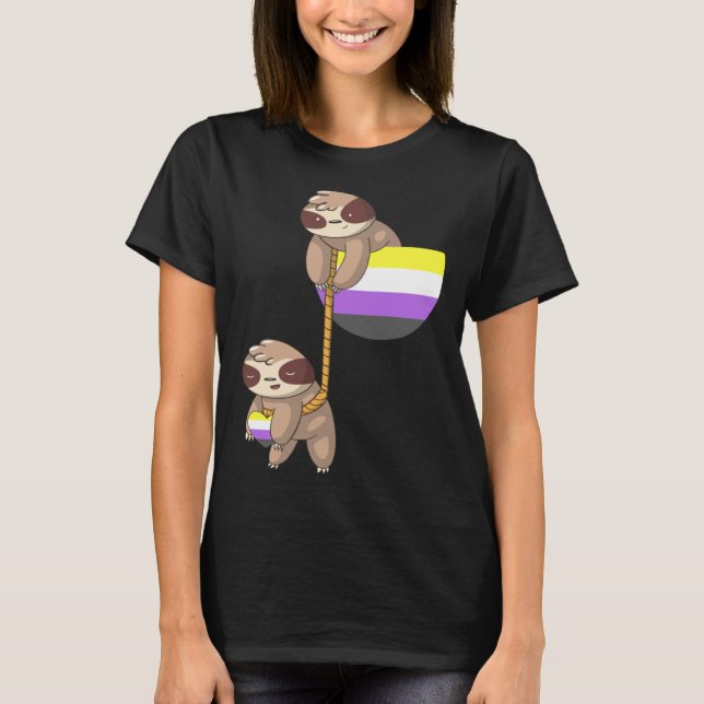 LGBTQ Nonbinary Pride Sloth Rope Playing Nonbinary T-Shirt (Vorderseite)