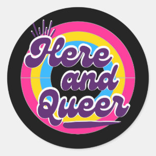 LGBTQ: Pansexual Flag - Hier und Que Runder Aufkleber