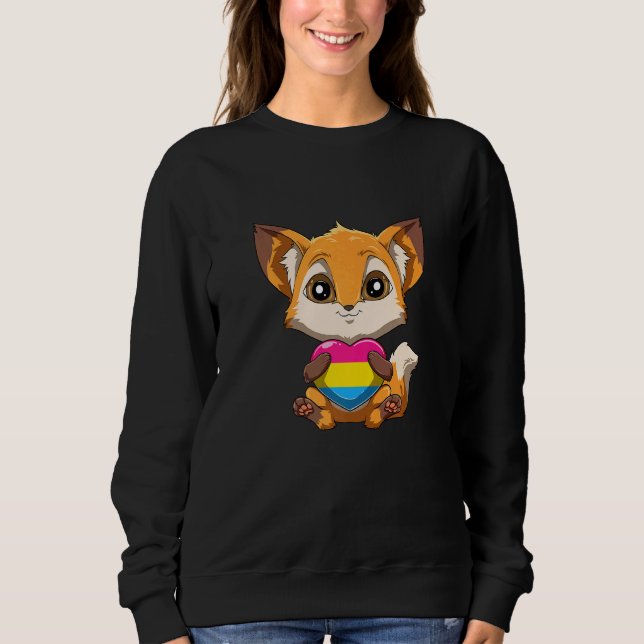 LGBTQ Pansexual Pride Fox Pansexual Heart Fox Sweatshirt (Vorderseite)