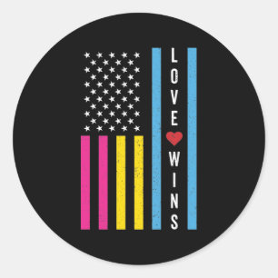 LGBTQ Pansexual Pride Liebe gewinnt amerikanische Runder Aufkleber