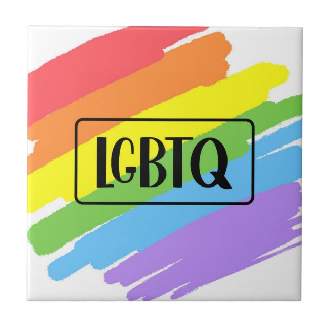 LGBTQ Pinselstriche Rainbow Fliese (Vorderseite)