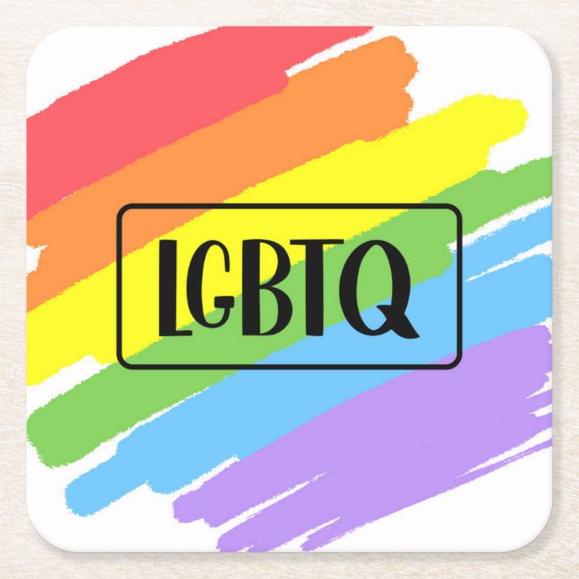 LGBTQ Pinselstriche Rainbow Rechteckiger Pappuntersetzer (Vorderseite)