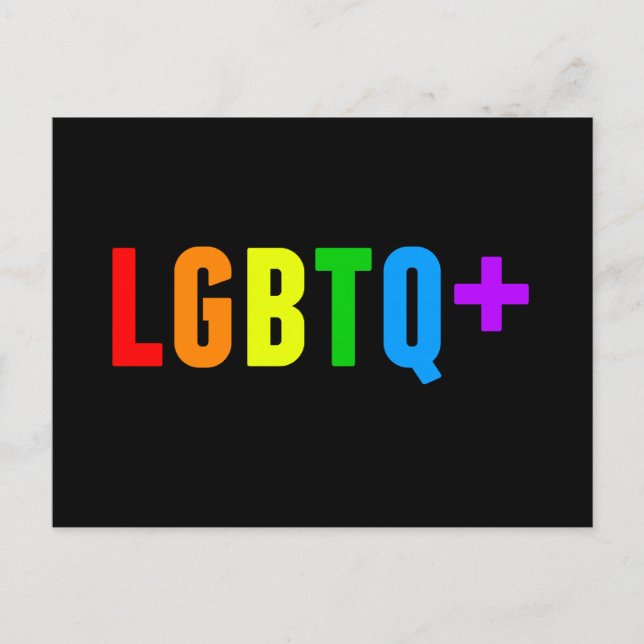 LGBTQ Plus Rainbow Gay Pride Akronym Black Postkarte (Vorderseite)